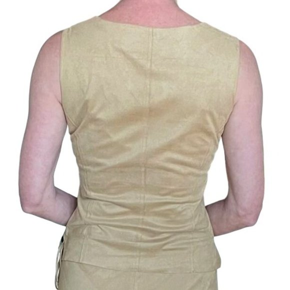 Max Studio Golden Yellow Womens Sleeveless Top Sz M Microfiber Faux Suede - Picture 3 of 12